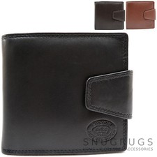 Mens Genuine Leather Bi-Fold Wallet with Popper Closure