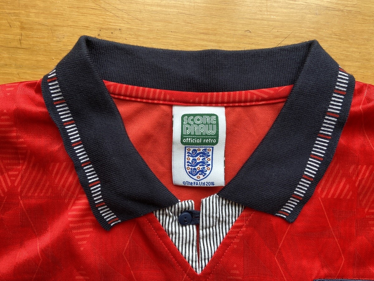 ENGLAND 90s AWAY FOOTBALL SHIRT SOCCER JERSEY SCORE DRAW REPLICA
