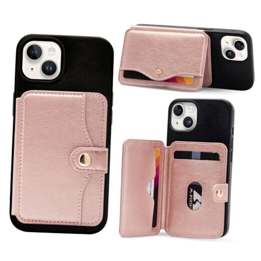 Slim Pink Phone Wallet with 3M Adhesive Credit Card Holder for Cell Phone