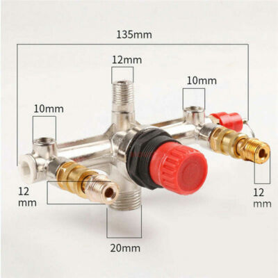 New Air Compressor Pressure Valve-Switch Control Manifold Regulator Gauges Tool