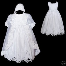 New Baby Girl Baptism Christening Formal Dress Gown size New Born -30 M White