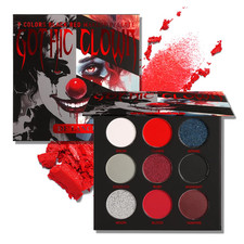 Black Red Eyeshadow Palette Goth Clown Halloween Makeup, White Silver Glitter Me