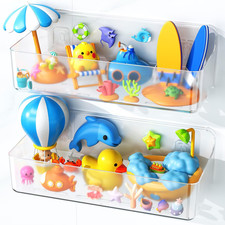 Bath Toy Storage, Large Capacity Bath Toy Organizer, Adhesive Shower Caddy for B