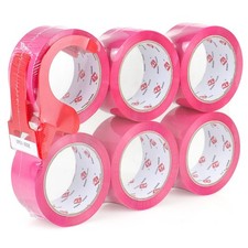 Heavy Duty 6 Rolls Colored Moving Tape with Dispenser 1.88 Inch x 60 Yard, Pi...