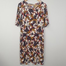 Kim & Co Dress Womens UK 14 Multicolour Floral Boho Midi Stretch Casual Everyday