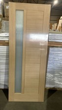 78x30" Unfinished Oak Linear Obscure Glazed External Door