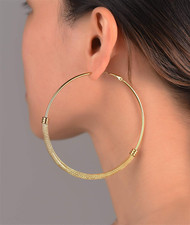80MM Chunky Hoop Earrings for Women Gold Plated Stainless Steel Hoops Earrings S