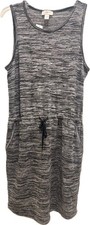 Ann Taylor Loft M Medium black jersey dress stretchy pockets sleeveless NWT