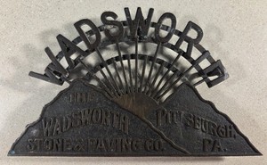 Wadsworth Stone & Paving Co Pittsburgh PA Bronze Architectural Plate Emblem
