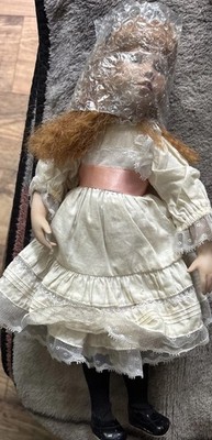 Vintage Polly's Tea Party Porcelain Doll Susan Krey  1990 Red Hair  15''