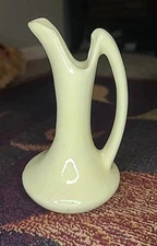 Vintage Handmade Pottery Jug Pitcher Vase Creamy Buttery Yellow 6.75” tall x 4”W