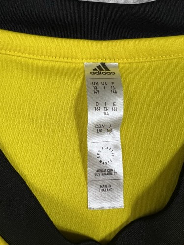 Adidas Shirt Youth Yellow Jersey Aeroready Soccer Short Sleeve Athleisure - Picture 2 of 8