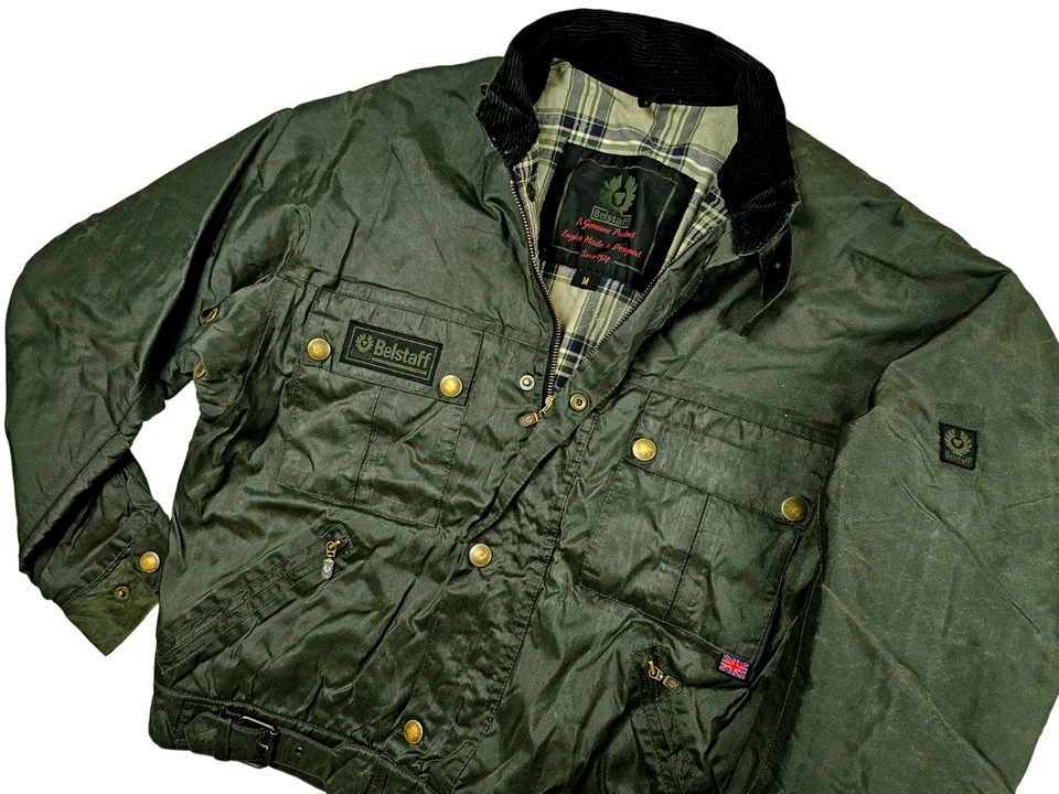 LO ÚLTIMO Chaqueta Para Hombre BELSTAFF ROADMASTER REPRO BIKER FORRADA GRIS OLIVA RECUBIERTA NYLON M Foto 3 de 4
