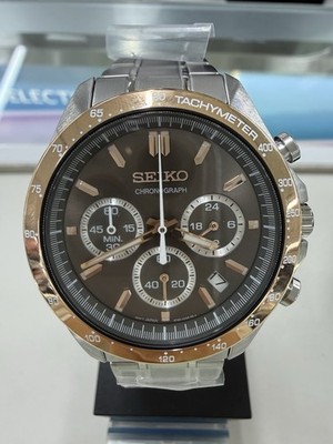 SEIKO クロノグラフ SBTR026シルバー × ピンクゴールド Seiko SBTR026 Chronograph Men's Watch Gray Dial Rose Gold
