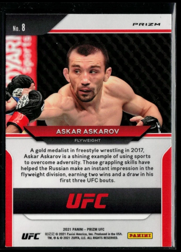 2021 Panini Prizm UFC Prizms Green #8 Askar Askarov RC - Image 2 of 2