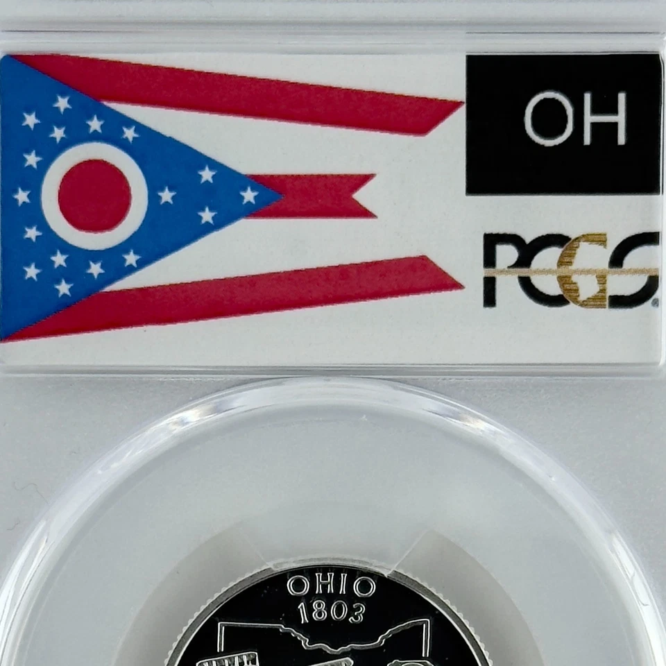 Ohio Silver Quarter PR 70 DCAM PCGS 2002-S Best Top Grade 25c OH State Flag - Image 2 of 4