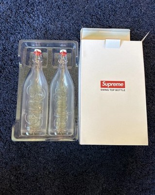 SUPREME Logo Swing Top 1.0L Clear Glass Bottles - Set Of 2 - FW21