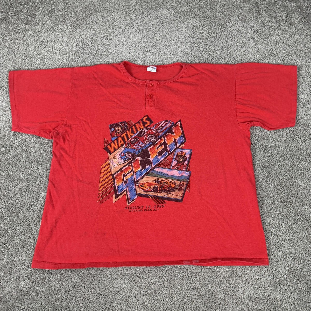 Vintage Watkins Glen Hawaii Shirt Mens XL Red 1989 Race Car