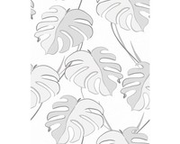 Vliestapete 81604 Kylie Monstera BläTter Weiß Grau