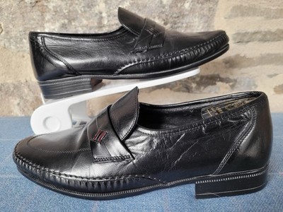 Clarks Herren UK Größe 10 F Extrabreit Schwarz Leder Slipper Halbschuhe Mokassin Elegant