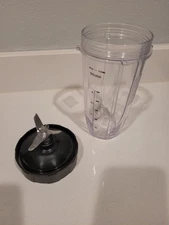 Replacement 24oz Nutri Ninja Blender Cup with Extractor 7 Fin Blade
