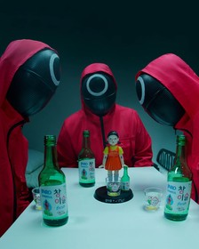 Squid Game Younghee Jinro Chamisul Soju Korean Drinking Game Figure Toy NEW