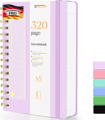 Spiral Notizbuch A5 Ringbuch, Liniert Journal, Hardcover PVC Notizbücher 320 Sei