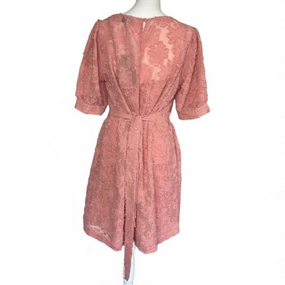 NEW Vero Moda AWARE Large Pink Textured Lace Overlay Dress Oversized Mod  Modest | eBay
