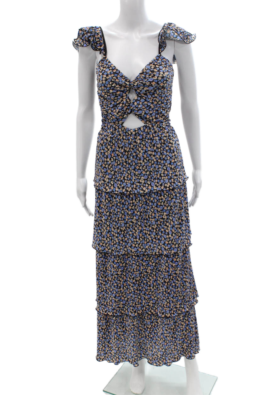 Saylor Womens Maxi Sundress Black Floral Polyester Bohemian Zip Size SFree Shipping in US $100+ Orders | $6.95 Orders Below