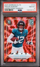 2025 PANINI DONRUSS ELITE ASPIRATIONS SHIMMER #114 TRAVIS HUNTER 626/999 PSA 8