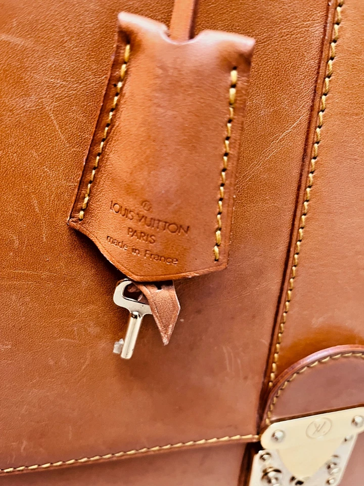 LOUIS VUITTON NOMADE «ДВОЙНОЙ ЗАМОК» желтовато-коричневый кожаный портфель / сумка - Франция - Изображение 4 из 4