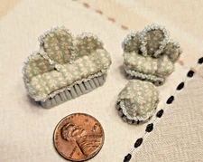 1/4" Scale - REDUCED-Green Couch, Chair & Foot Rest - Artisan-Quarter Inch Scale