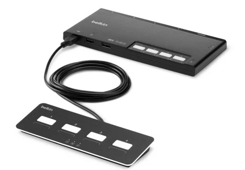 New Belkin F1DN004MOD-KM-4 Modular 4 Port Secure KM Switch SKM W/ Remote PP4.0