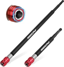 2-Piece 6", 12" Extra Long Magnetic Screwdriver Bit Holders, 1/4 Inch Hex Shank