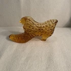 Vintage Fenton Art Glass Amber Brown Hobnail Cat Head Shoe Glass Slipper