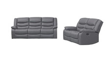 Roma Recliner Sofa Set 3 and 2 Grey Eco Leather | Manual Reclining Sofa