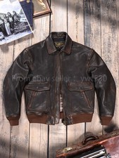 Vegetable Tanned Tea Core Goatskin Men's Retro Genuine Leather Aviator Jacket