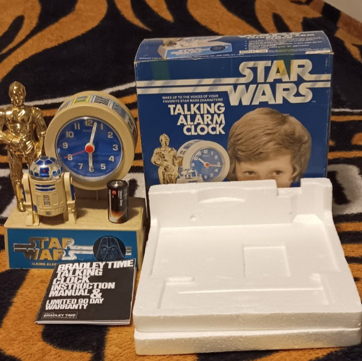 Vintage Bradley Star Wars Talking Alarm Clock WOB Fully Tested complete Working!