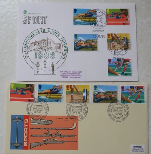 2 x 1986 PHILART & STUART FDCS - SPORTS -WALTHAM FOREST & COMMONWEALTH GAMES Mac