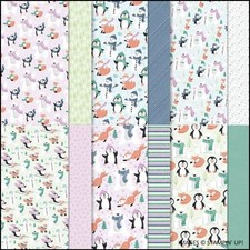 PENGUIN PLAYMATES Designer Series Paper DSP Stampin Up 12x12 Full Pk 2606 Open