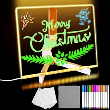 LED Acrylic Message Board, Light up Acrylic Dry Erase Board 5.9X5.9” with Stand,