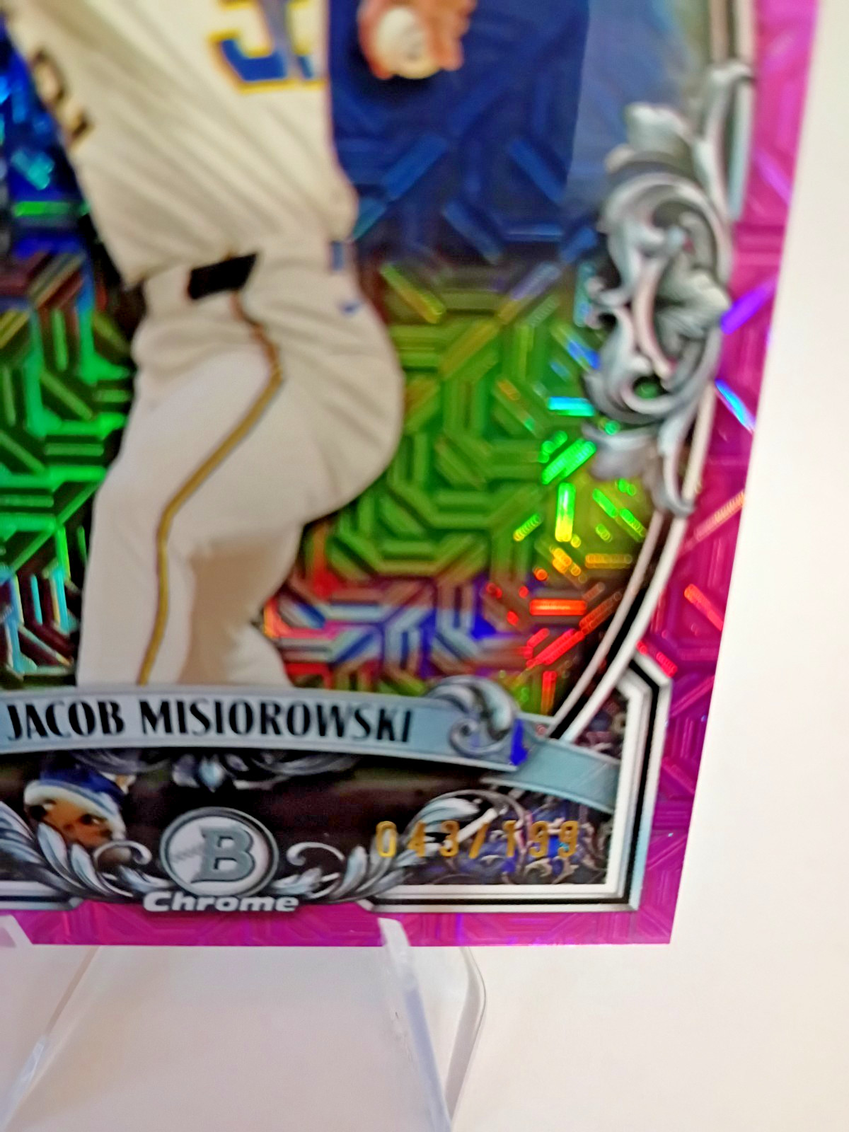 2026 Bowman Chrome Jacob Misiorowski RC Bowman Sterling Pink /199 BST-13 Brewers view 3