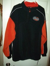 Harley Davidson 1/4 Zip Brushed Fleece Men's XL Black-Orange Top, Lg Sleeve EUC