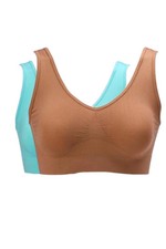 Rhonda Shear Women's 2-pack Seamless Ahh Bra Sienna/Celeste