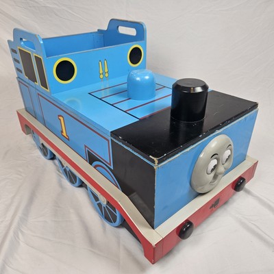 Thomas the Tank Engine Train Vtg Wooden Storage Toy Box Bin Missing Child's Seat