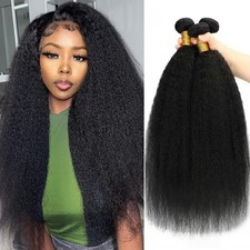 3 Bundles Human Hair Yaki Brazilian Kinky Straight 100 Human Hair Extensions