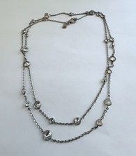 SILPADA 925 Sterling Silver Bezel Set Crystal 32.5" Chain Link Station Necklace