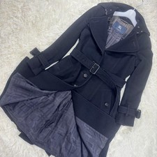 Burberry London Cashmere Blend Long Coat Black Check L 40 EL BDA