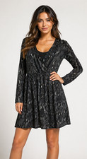 Elie Tahari Faux Wrap Dress Size XL Animal Print Knit Long Sleeve Career V-Neck