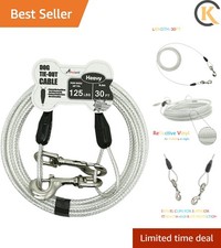Ultra-Strong 30ft Tie-Out Cable for Large Dogs Up to 125 lbs - Reflective Safety